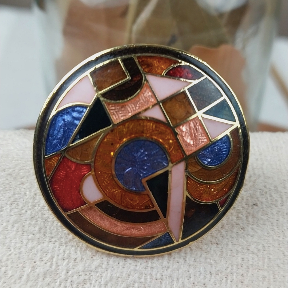 Cloisonne Retro Enamel Scarf Slide Holders Clips Vintage